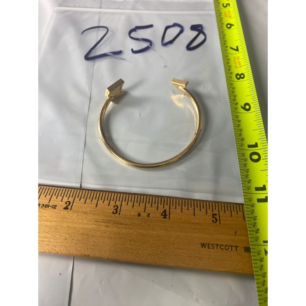 Gold Tone Geometric Open Cuff Bangle Bracelet Minimalist Modern Jewelry